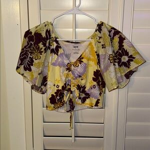 Floral Tie-Front Blouse with Bell Sleeves - Anthropologie